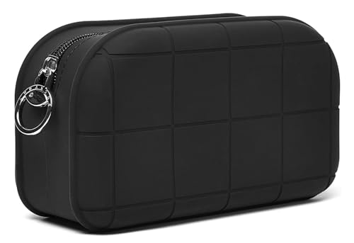 Image of INOVERA (LABEL) Makeup Organizer Pouch for Women, Girls - Silicone Travel Cosmetic Pouches - Cosmetics Make up Brushes Holder Bag (Black)
