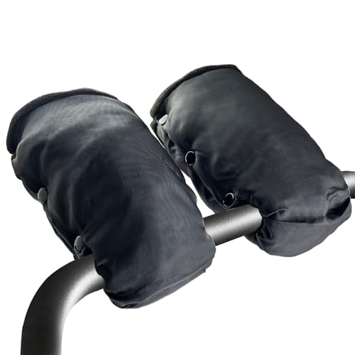 LUMITERRA Guantes Carrito, Manoplas Carro Bebe para Cochecito, Manos Guantes Silla de Paseo, Invierno Impermeable, Cortaviento Bebé Guante Tamaño Universal para Todos los Cochecitos, Negro