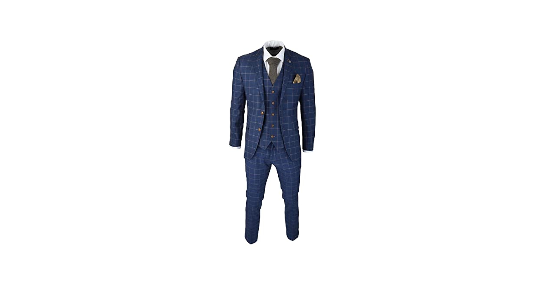 スーツ vintage blue 3peace suit Mens Classic 3 Piece Suit Navy Blue Pocket Chain Wedding