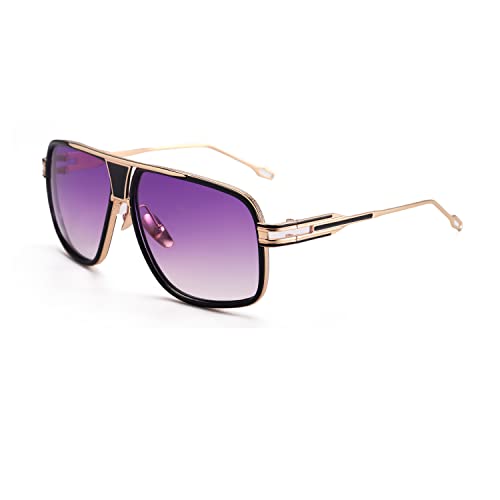 Image of Dollger Sunglasses for Men Oversize Classic Black Shades Goggle Retro Gold Alloy Frame Sun Glasses