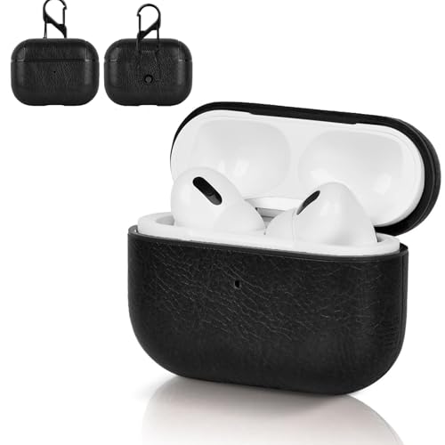 INIAYOH For Airpods Pro 2 �P�[�X Airpods Pro 2 TPU+PU�v���P�[�X �{�vPU�v �S�ʕی� �ϏՌ� �h���h�o �����^�ѕ֗��i�u���b�N�j