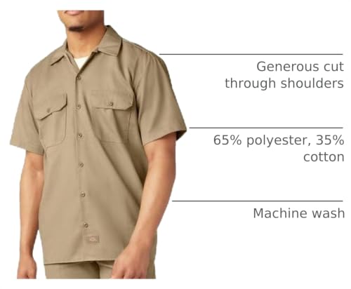 Image of Dickies Men's Short Sleeve Work Shirt - Durable Twill Button Down Shirts for Men, Lightweight Uniform for Daily Wear