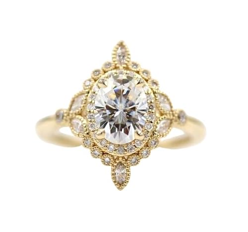 SilverDia 3 Ct Oval Cut Diamond Art Deco Milgrain Vintage