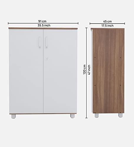 Image of NEUDOT Ronald Alto 2 Door Multipurpose Cabinet | Engineered Wood | Bookshelf | Organiser | Cupboard | Almari |Wardrobe for Home | Kitchen | Office | Living Room | 12 Month Warranty | Leon Teak Finish