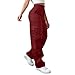 Kenvina Women High Waisted Wide Leg Cargo Pants Baggy Stretchy Casual Trousers Streetwear Fashion Trendy Travel Outfits（1-Wine,X-Large）