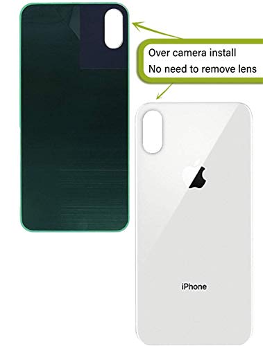 Back Glass Replacement Compatible w/The iPhone X Including Wide Camera Hole, Adhesive & Removal Tool (Silver)