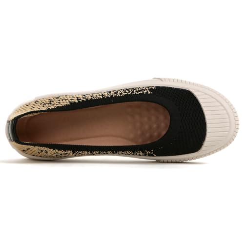 Women's Flats Slip On Casual Shoes Round Toe Breathable Knitted Loafers Comfortable Dressy Ballet Flats3