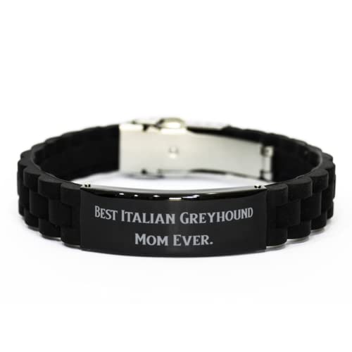 Cool Italian Greyhound Dog, Best Italian Greyhound Mom Ever, Italian Greyhound Dog Black Glidelock Clasp Bracelet from Friends