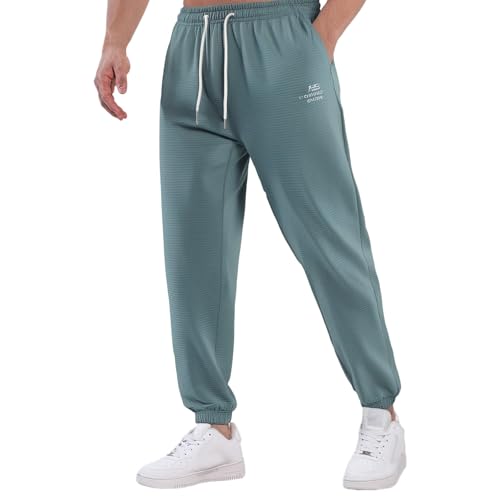 Generisch Pantalón de chándal para hombre, pantalón de verano de verano de malla transpirable de ajuste delgado, verde, 3XL