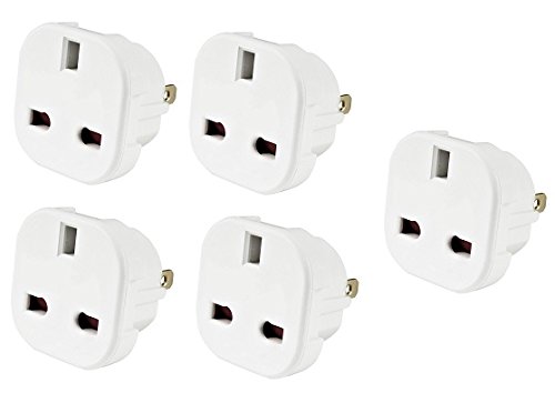 Alto grado-[5 PACK] adaptador de viaje convierte UK plug a 2 pines (plano) Plug - Works en USA/China/Japón/Tailandia/Vietnam/Australia/Malasia/Maldivas/México y más