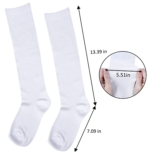 Women's 4 Pairs Cotton Knee High Casual Solid Knit Socks, B white(4 Pairs) - Thumbnail 3
