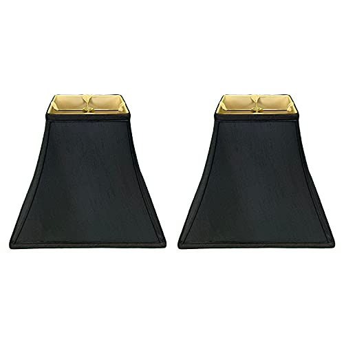 Image of Royal Designs, Inc. Regal Series Square Bell Lamp Shade, 7 x 14 x 11.5, Black, Set of 2