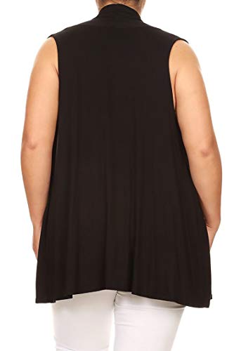 FashionStream Women's Plus Size Open Front Loose Fit Casual Office Work Wear Solid Sleeveless Vest4