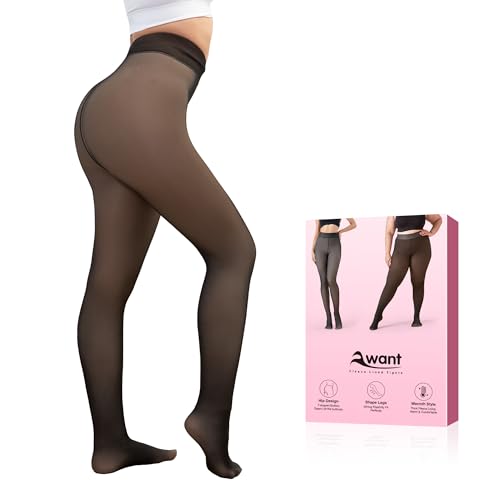 Awant Fleece-Lined Tights – Warm Winter Pantyhose, Black