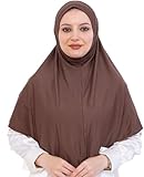 Prien Ready Hijab For Women, One Piece Muslim Instant Turban, Easy To Wear Long Head Scarf, Turkish Islamic Clothes For Abaya (Brown)