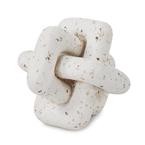 Image of Howard Elliott Collection Everlink Natural Stone Sculpture for Home & Garden Decor, Decorative Resin Figurine with Interlocking Travertine Texture for Home & Office Decor, White, 8 x 8 Inch