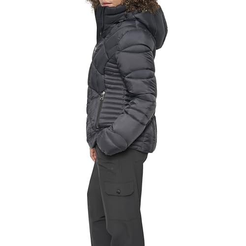 DKNY Womens Hooded Light-weight Puffer2