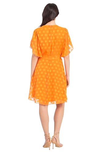 Image of London Times Women's Women's Dresses Pleat Tucks Surplice Draped Sleeve Flare Dress Guest of Occasion