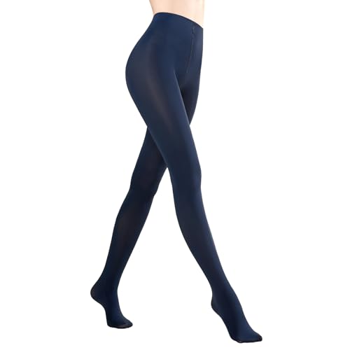 Image of MANZI Women's Solid Color Semi Opaque Footed Tights Soft Stretch Pantyhose