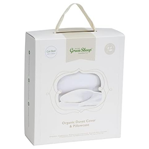The Little Green Sheep Organic Cot Pillow Case & Duvet Cover Set - Light and Breathable Cot Bedding for Toddlers - 140x120cm, 40x60cm Cover