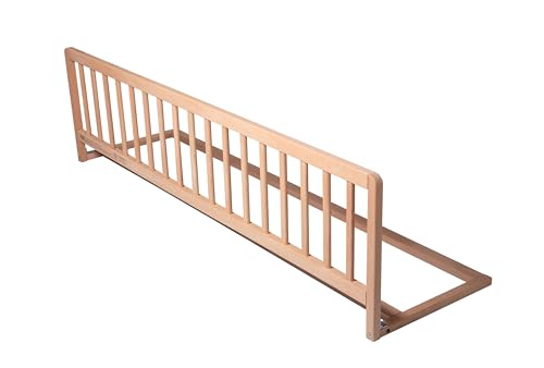 Safetots Extra Breiter Holzbettschutz, Natur, 38cm hoch x 140cm breit, Bettgitter, Sicheres Kinderbettgeländer, Vormontiert, Einfache Installation