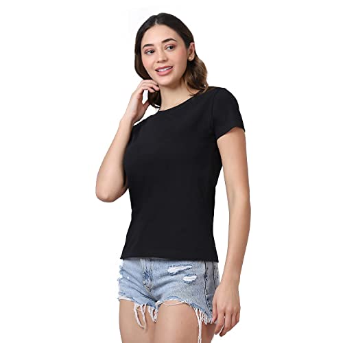 Image of Cotton Half Sleeve T-Shirt for Women, Round Neck Half Sleeves Gym Sports T-Shirt, Casual Women's Regular T-Shirt
