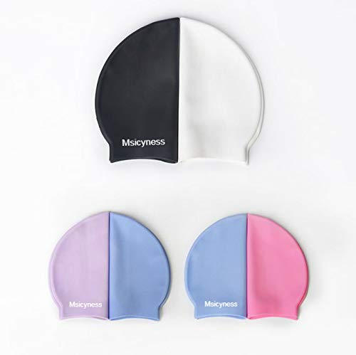 Msicyness Swim Caps for Men Women Silicone Stretchy Swimming Pool Water Hats Unisex Adult Youth Size - Thumbnail 2