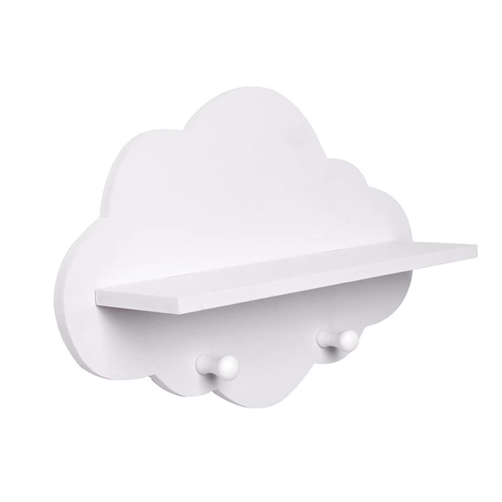 Set di 3 mensole galleggianti a forma di nuvola bianca, con appendiabiti, per cameretta dei bambini, accessori decorativi per mensole