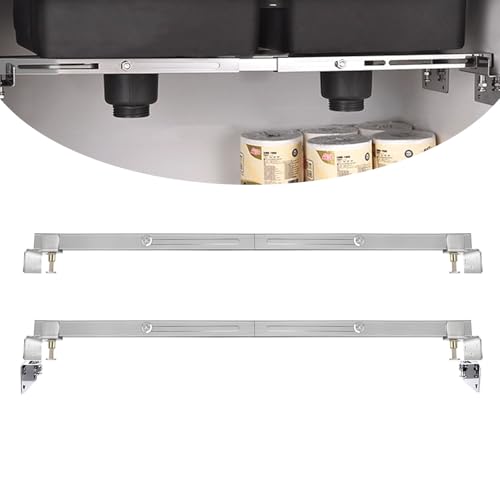 2PCS Adjustable Stainless Steel Undermount Sink Supports Brackets Heavy Duty Kitchen or Bathroom Sink Mounting Installation Kit for Secure and Stable Undermount Setup (51-80cm)