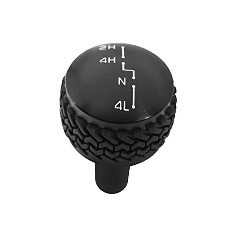 DV8 Offroad Replacement Shift Knob fits 2007-2018 Wrangler JK | 4WD Shifter | Billet Aluminum Construction | Rubber Tire Tread Grip Cover