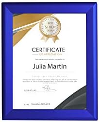 BNV Aluminum Front Load Snap Poster/Picture Certificate Frame, Blue, 8.5x11 Inches, 1.25'' Profile, Wall Mounting, Portrait and Landscape Mode, Easy Installation, Anti-Glare, PVC Cover, Lightweight