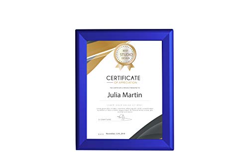Bnv Aluminum Front Load Snap Poster/Picture Certificate Frame, Blue, 8.5X11 Inches, 1.25'' Profile, Wall Mounting, Portrait And Landscape Mode, Easy Installation, Anti-Glare, Pvc Cover, Lightweight #TOP3