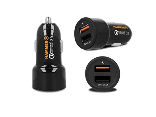 Auto Ladegerät Hammer Car Express 30W 5V/4.8A 2-Port USB Qualcomm QuickCharge 3.0 Kfz Universal-Ladegerät für Android Ladeadapter Zigarettenanzünder 12V/24V Schnellladegerät für Hammer Smartphones