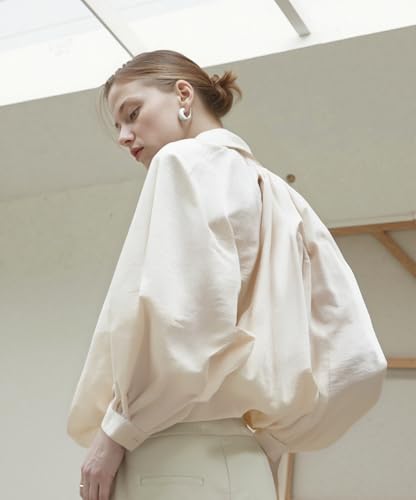 Puffed Bomber Jacket Women Batwing Long Sleeve Oversized Zip Up Jackets Stain Fall Outerwear Bubble Shirts Streetwear2