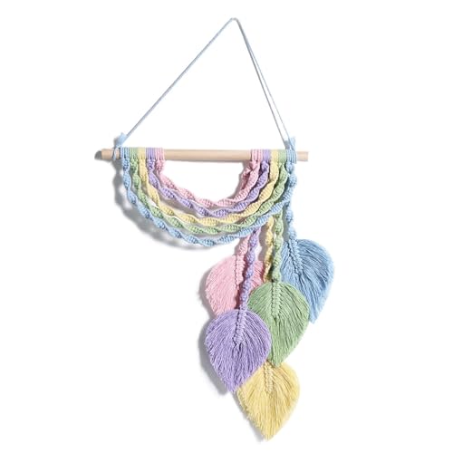 Boho Macrame Leaf - Colgador de Pared Hecho a Mano, de algodón, Creativo, Decorativo, Elegante | Arte de Pared en Sala de Estar, Dormitorio, habitación Infantil, decoración de Apartamentos
