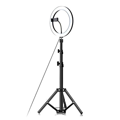 Soapow 26cm Studio Live Led Ring Light+ Non- slip Phone Holder+ 120cm Foldable Tripod Kit for Live Streaming  Makeup  YouTube  TIK Tok, Compatible with iOS and Android Phones