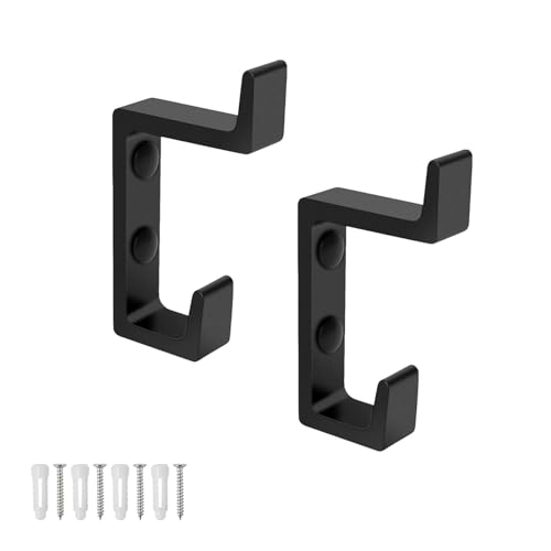0XBIT Colgador Toalla Baño, 2 Piezas Toallero Negro, Diseño de Doble Gancho, Acabado Negro Mate, Toallero Baño para Salón, Baño, Cocina, Despacho