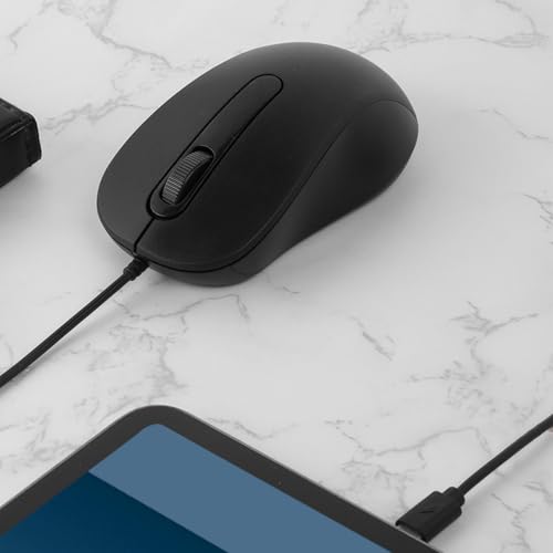 Ratón con cable para PC con diseño ergonómico, clics silenciosos y conexión USB 3