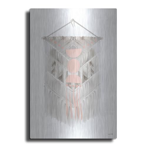 Luxe Metal Art 'Pink Bohemian Macrame' by House Fenway, Metal Wall Art, 12'x16'