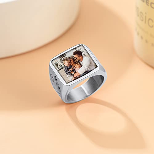 Custom4U Personalized Rings for Men,Photo & Name Engraved Sizes 11 - image 8