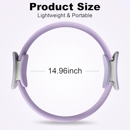 Image of Pilates Ring 15 Inch Magic Circle Pilates Rings with Dual Padded Handles, Pilates Circle for Yoga, Strength, Flexibility, Body Toning, Pilates Fitness Equipment for Home Gym Exercise Purple