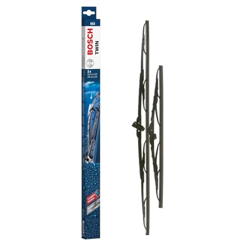 Bosch Twin 653 - Front Windscreen Wipers - Set of 2 Replacement Blades - Comes with Pre-assembled Quick-Clip Adapter - 2 Blades, 650mm/400mm