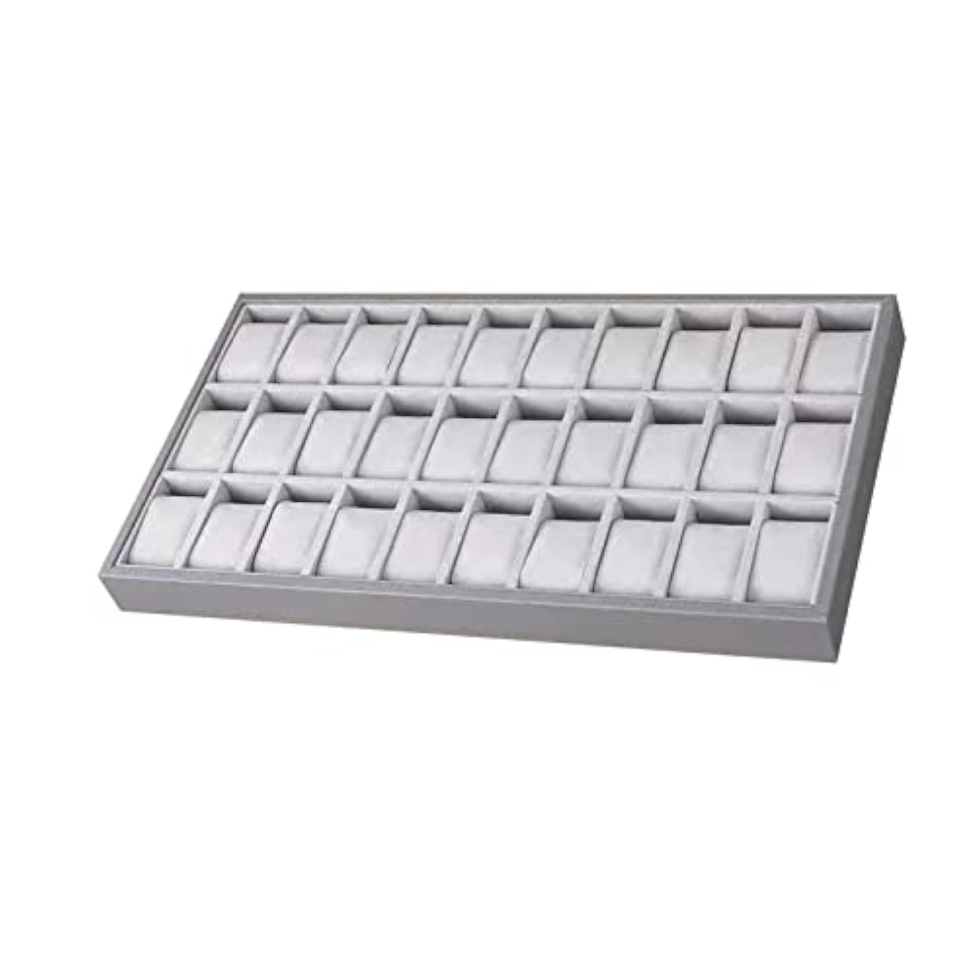 Grey Leather Watch Jewelry Tray with Pillow Showcase