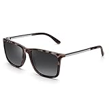 JIM HALO Polarisierte Fahren Sonnenbrille Retro Quadratische UV-Schutz Klassische Sonnenbrille Männer (Graue Schildkröte, Polarisierte Grau)