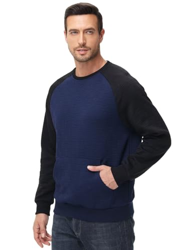 Pdbokew Men's Lightweight Sweatshirts with Kangaroo Pocket Relaxed Fit Crew Neck Pullover Shirt4