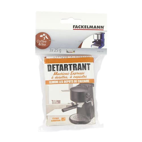 Fackelmann 01261 Lot de 3 sachets de détartrant en Poudre pour Machines à expressos, détartrant cafetière, détartrant Machine à café, Acide citrique, 11 x 8 cm