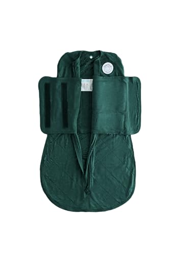 Image of Dreamland Baby Bamboo Viscose Swaddle Blanket (0-6 months). 1.0 TOG Ultra Soft Swaddle Blanket w/Built in Band. 97% Viscose, 3% Spandex (Forest). Mom-Owned US Business, Premium Materials