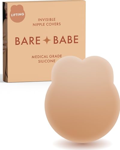 Nipple Covers with Lift - Reusable Sticky Bra Push Up - Waterproof Nipple Pasties Strapless Bras for Women 4 Shades