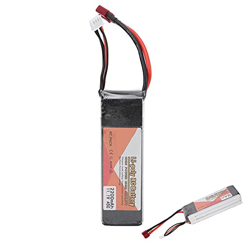 Dilwe RC-Modell-Lipo-Akku, 11, 1 V, 2200 MAh, RC-Auto-Ersatzbatterie mit T-Stecker, Stabile Leistung, Modellauto-Zubehör für RC-Boot, LKW, Hubschrauber, Spielzeug und Spiele