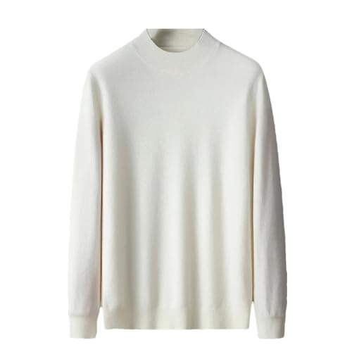Dcvmvmn Men Autumn Winter Wool Sweater Casual Half High Collar Pullover Sweater Solid Long Sleeves Warm Sweater White